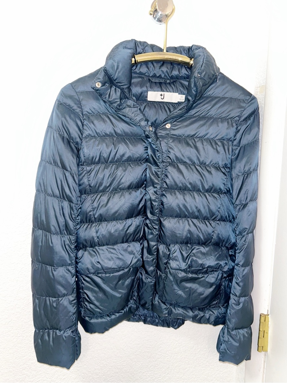 +J x UNIQLO The Packable Puffer Quilted Jacket Silver Hardware Slate Blue SZ: XS